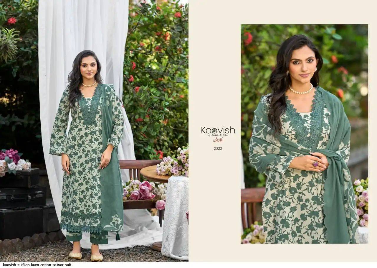 ZULFILEN By Kaavish 2521 To 2524 Series Stylish Beautiful Colourful PURE LAWN COTTON Dresses At Wholesale Price